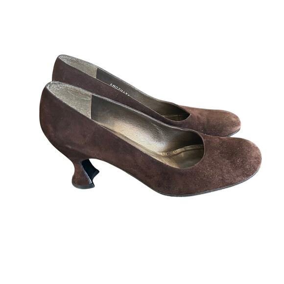 Stuart Weitzman Shoes Suede Brown Kitten Heel SZ7 Round Toe - Picture 3 of 10